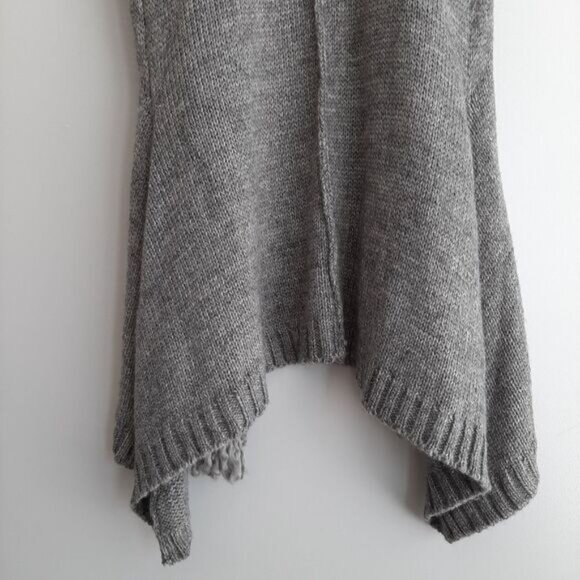 MINKAS Loop Fringe Collar Open Front Knit Vest Cardigan Sz M - Picture 8 of 10